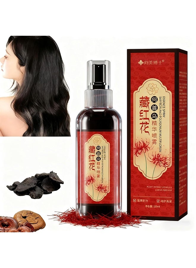 Day Wins Essence Spray, Saffron And Polygonum Multiflorum Spray, Herbal Gray Hair Spray, Essence Saffron And Polygonum Multiflorum, Herbal Extracts Hair Serum , Reverse Grey Hair For Natural Color Revivals 100ml - Image 1